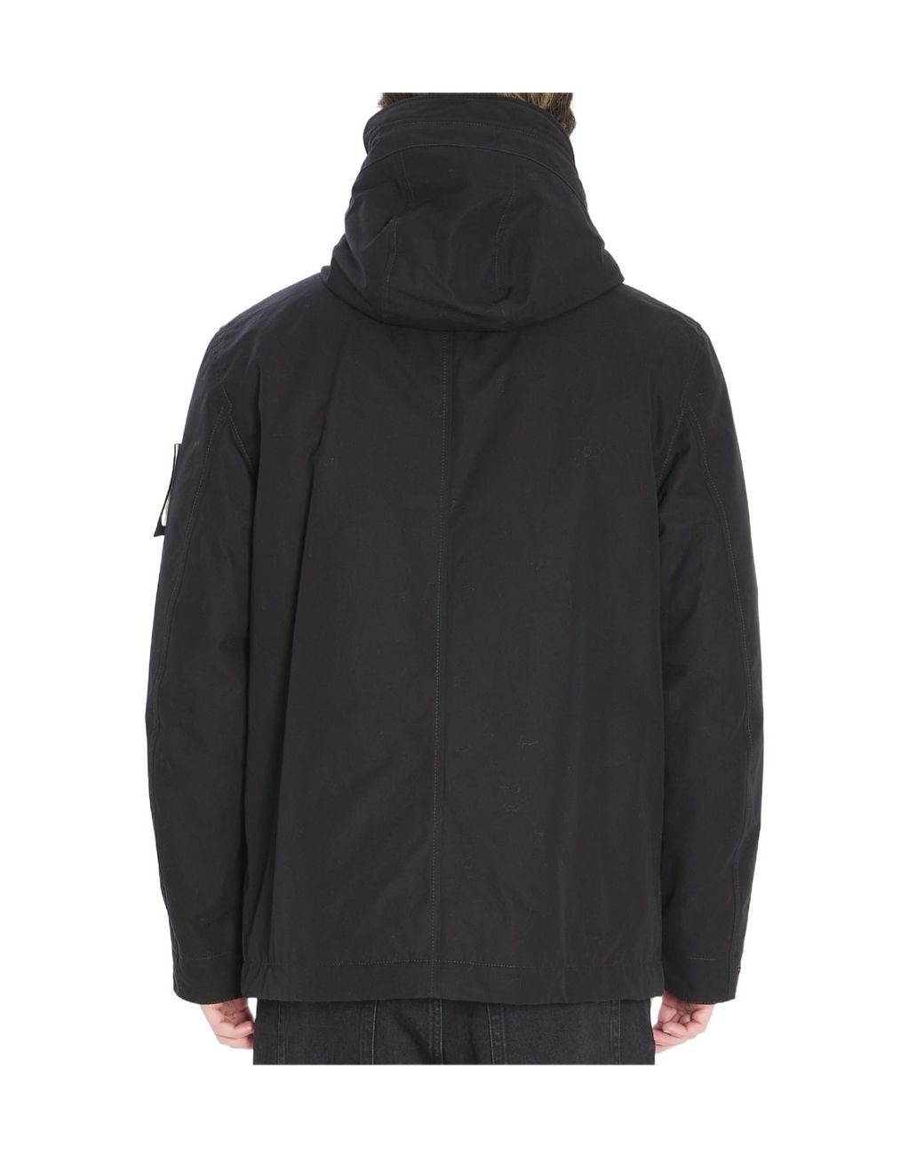 Stone Island Black Logo Patch Hooded Jacket for men
