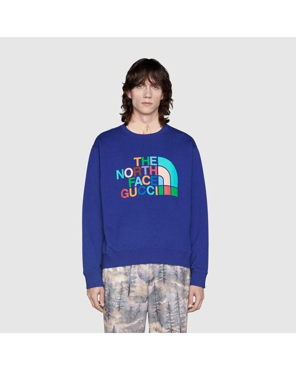 Gucci Blue Long-Sleeved The North Face X Joint Name Sweater for men