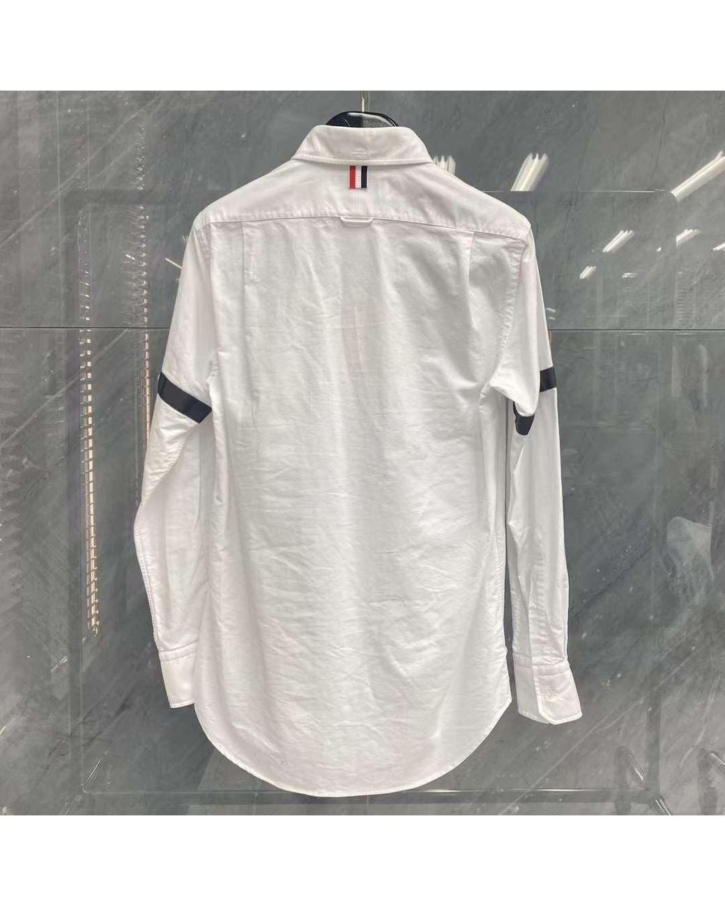 Thom Browne White Long-Sleeved Buttoned Shirt for men