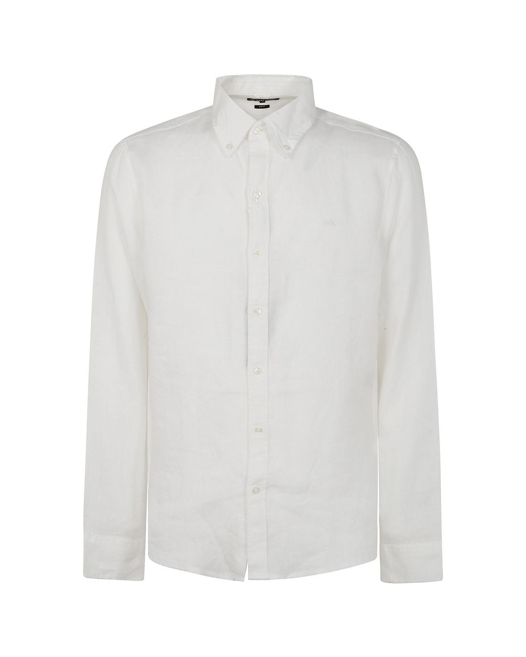 Michael Kors White Slub-Texture Curved Hem Shirt for men