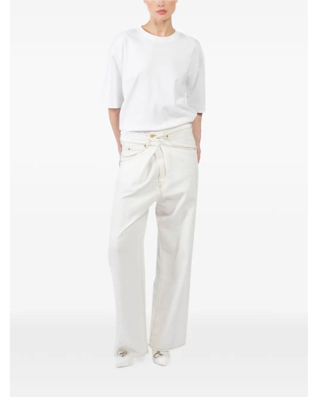 DARKPARK White Ines Fold Over Jeans