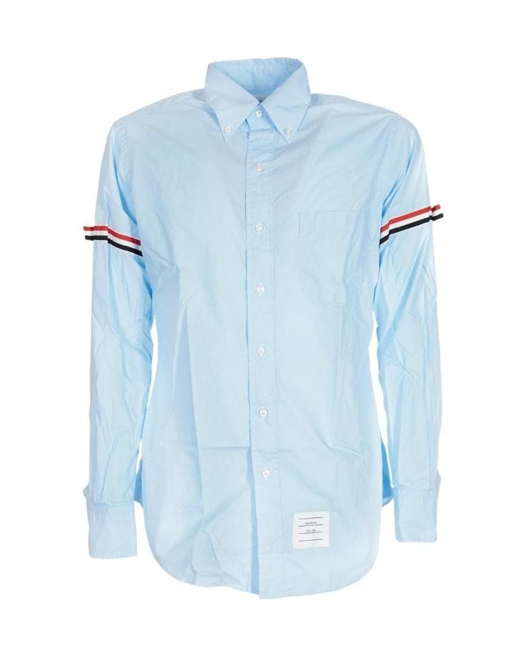 Thom Browne Blue Rwb Striped Long-Sleeved Shirt for men