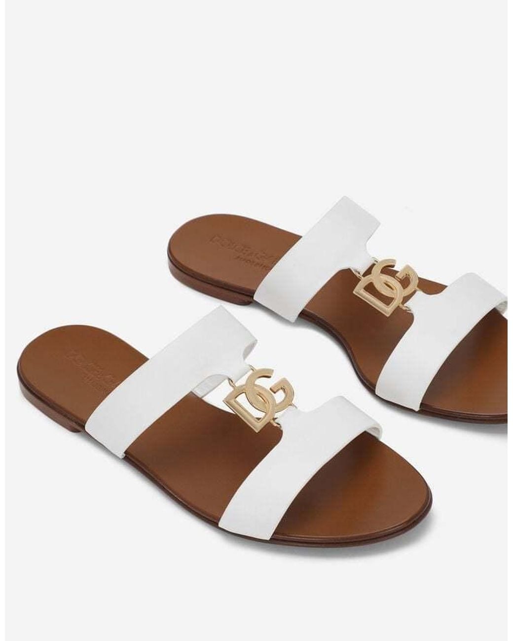 Dolce & Gabbana White Bianca Leather Sandals
