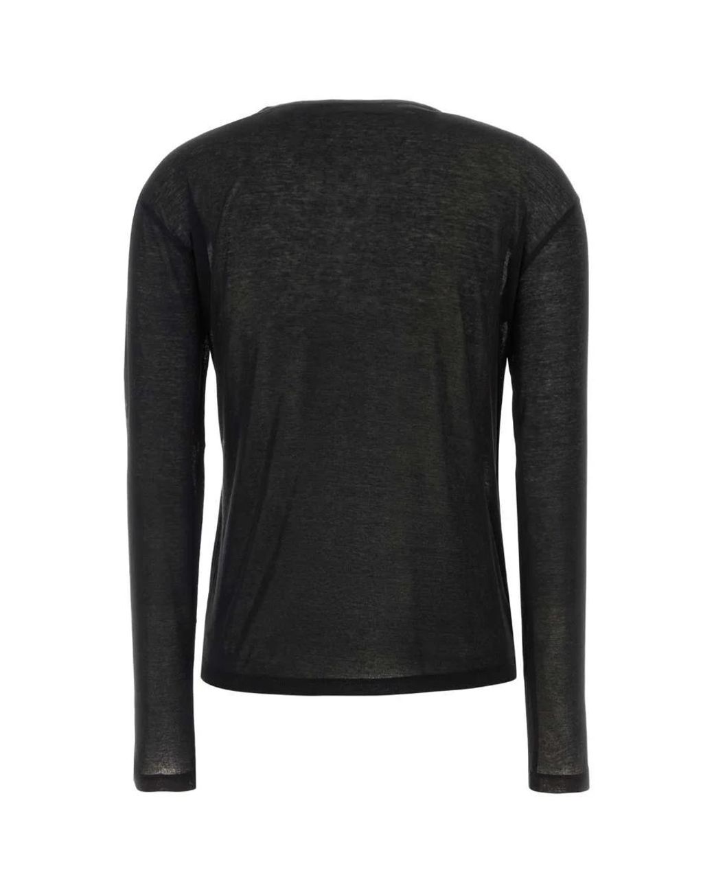 Miu Miu Black Logo-Patch Long-Sleeved T-Shirt