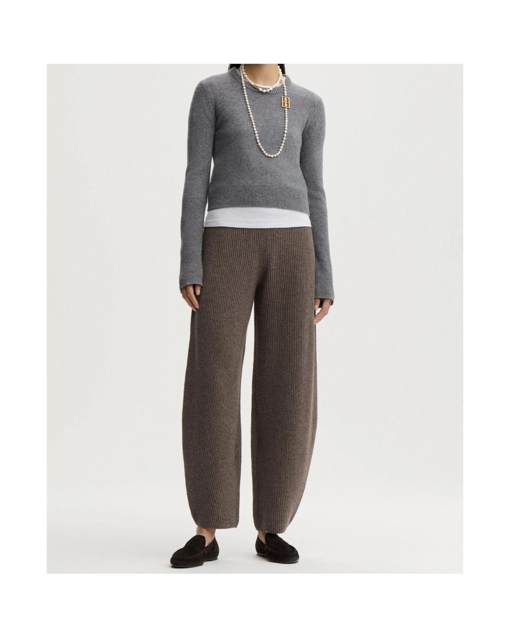 By Malene Birger Gray Hannan Crewneck Knitted Sweater