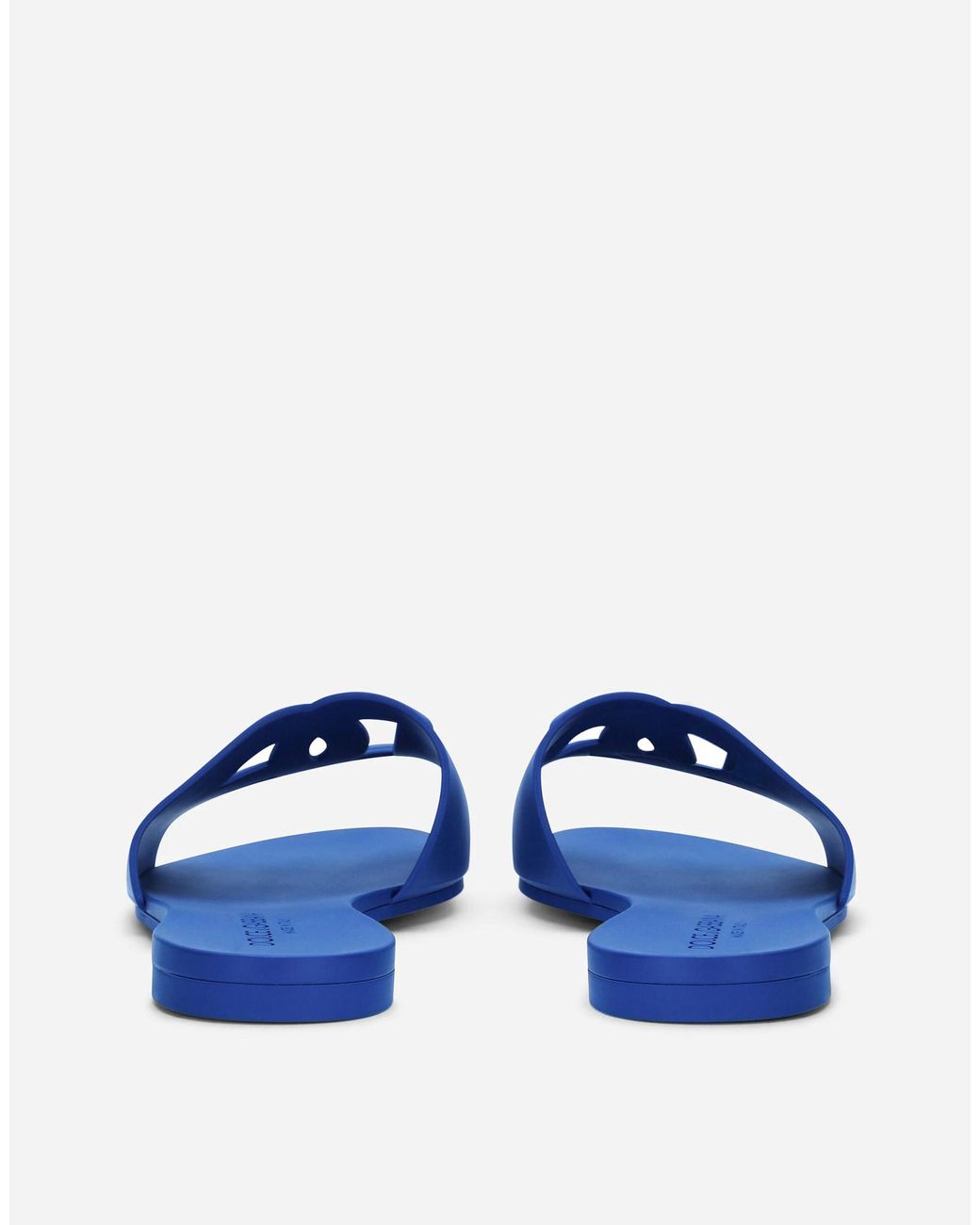 Dolce & Gabbana Blue Logo Cut-Out Open-Toe Slides