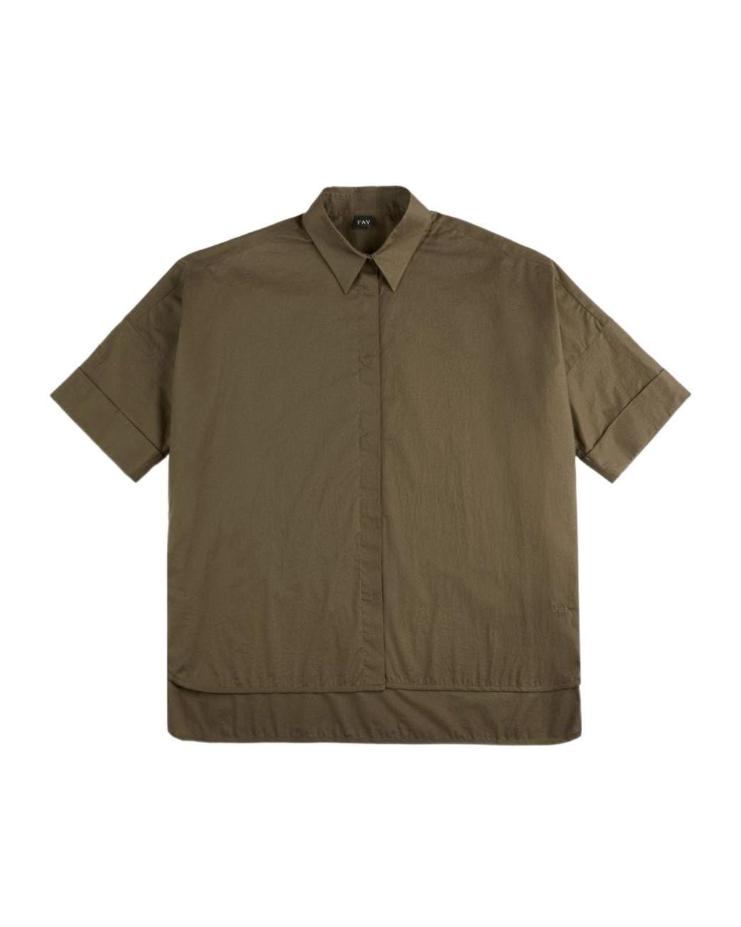 Fay Green Oversized Half-Sleeve Shirt Top