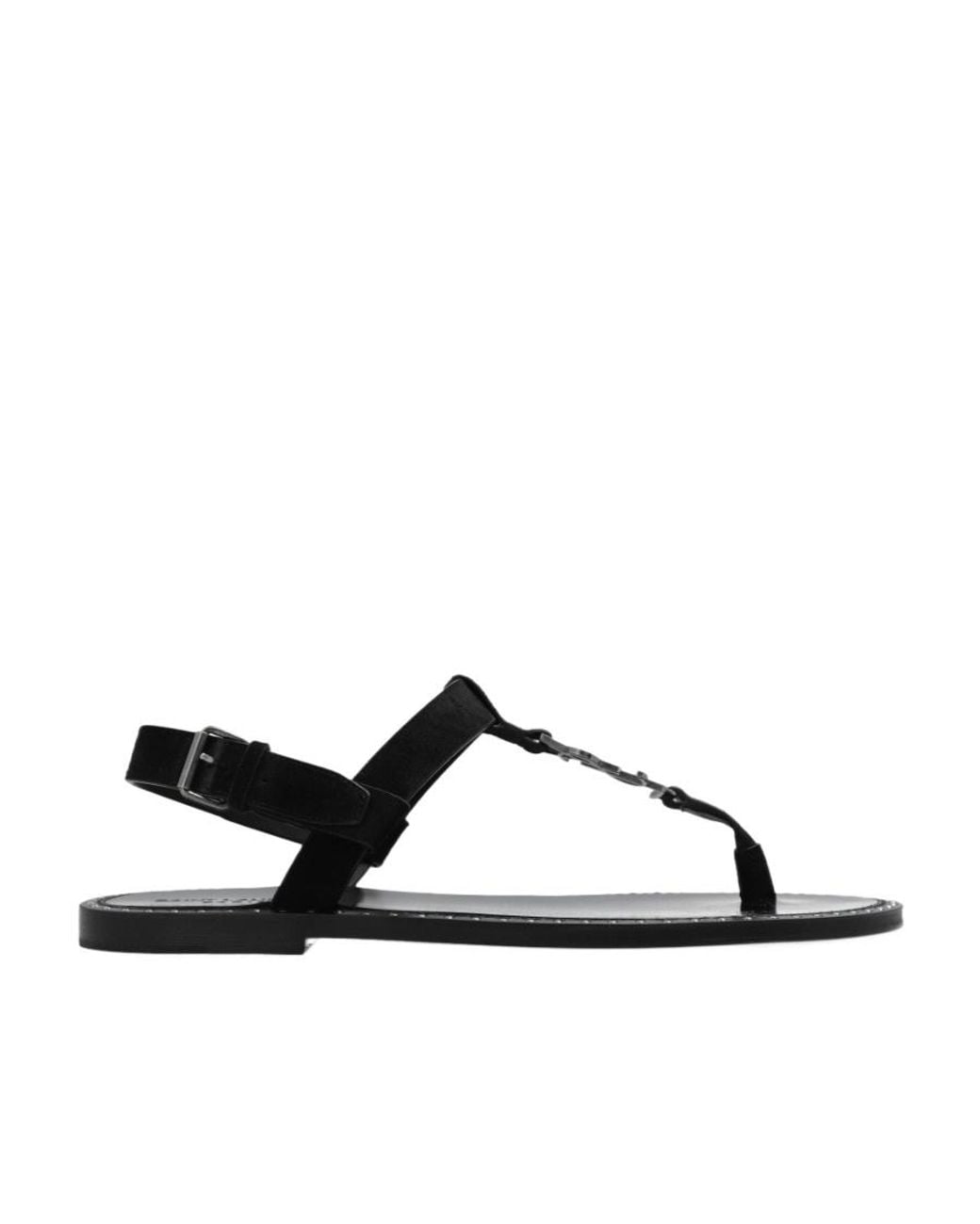 Saint Laurent Brown カサンドラ ロゴ プレート サンダル for men