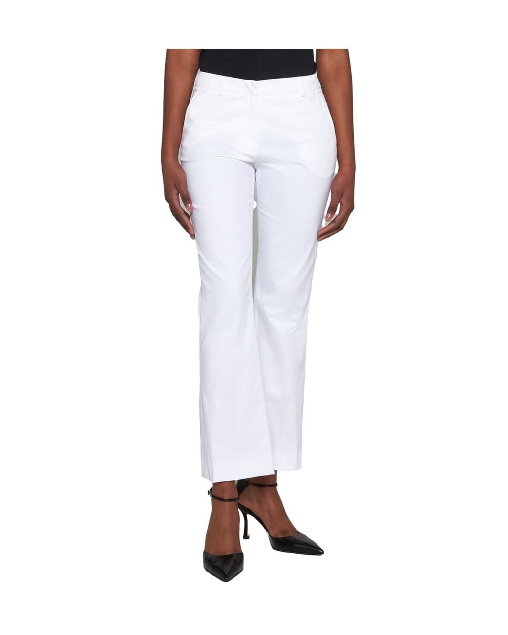 Pt Pantaloni White Pantaloni Torino Flared Stretch Pants