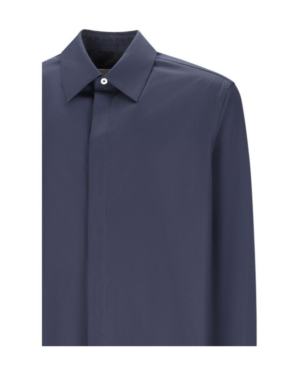 Jil Sander Blue Concealed Button Shirt for men