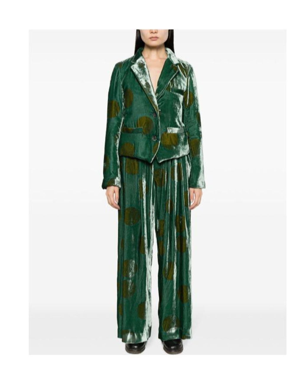 Uma Wang Green Pleated Zipper Casual Pants