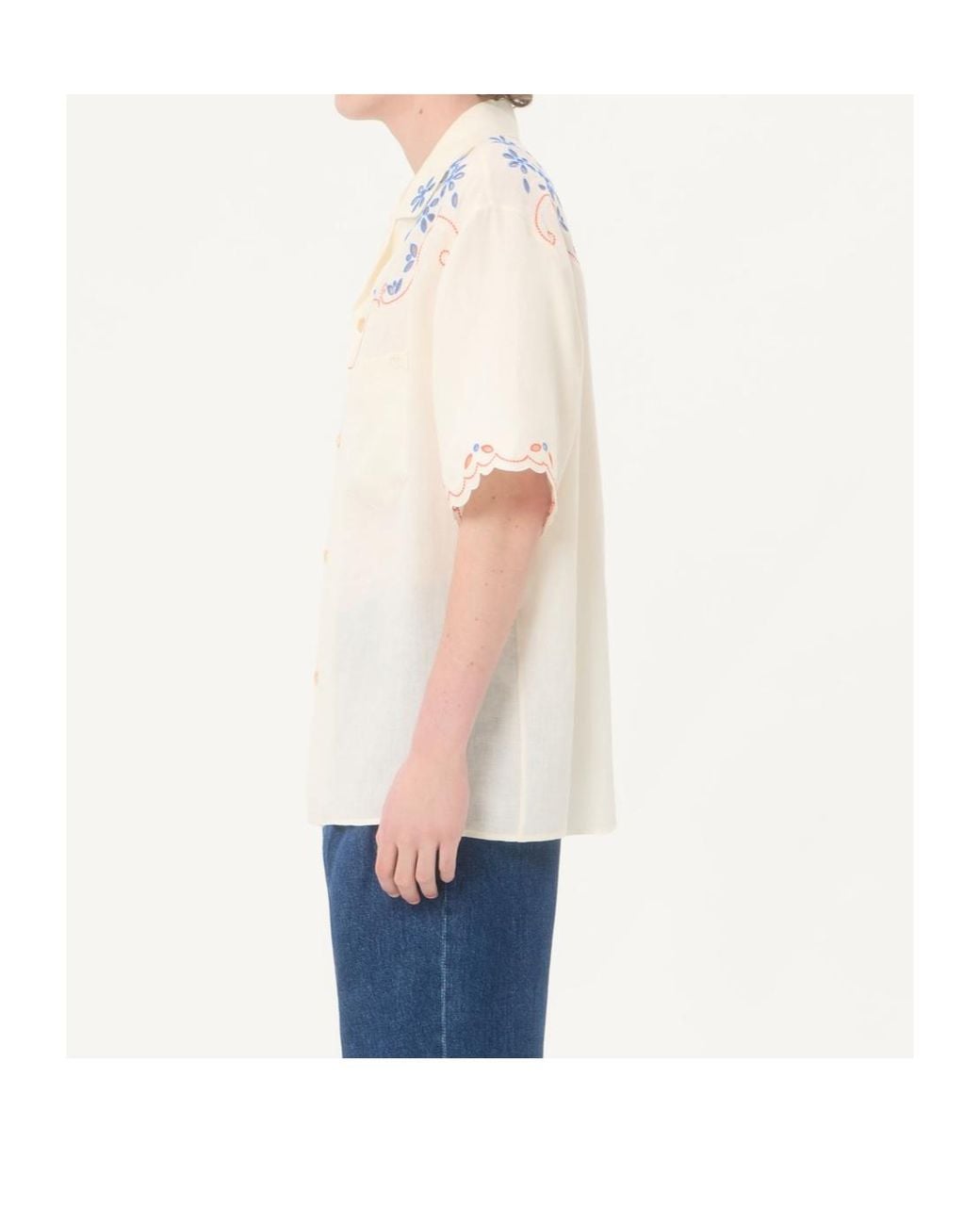 Valentino White Embroidered Button-Up Bowling Shirt for men