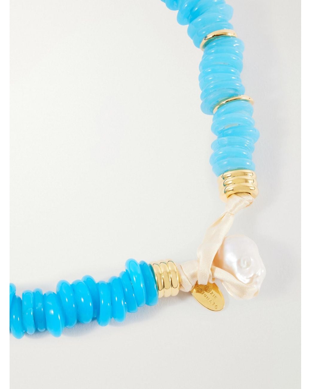 Lizzie Fortunato Blue Lita-Plated Quartz, Pearl And Cord Beaded Necklace
