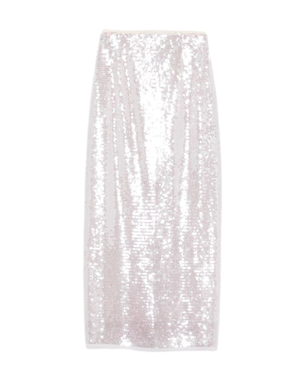 Forte_forte White Sequin-Embellished Pencil Skirt