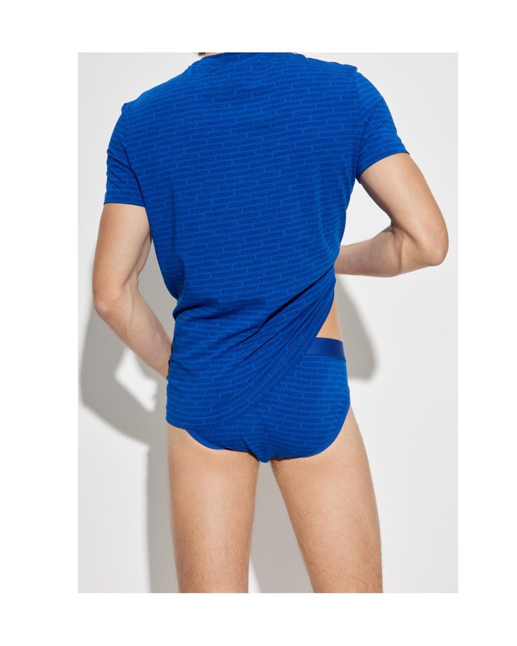 DSquared² Blue Logo Printed T-Shirt And Briefs for men