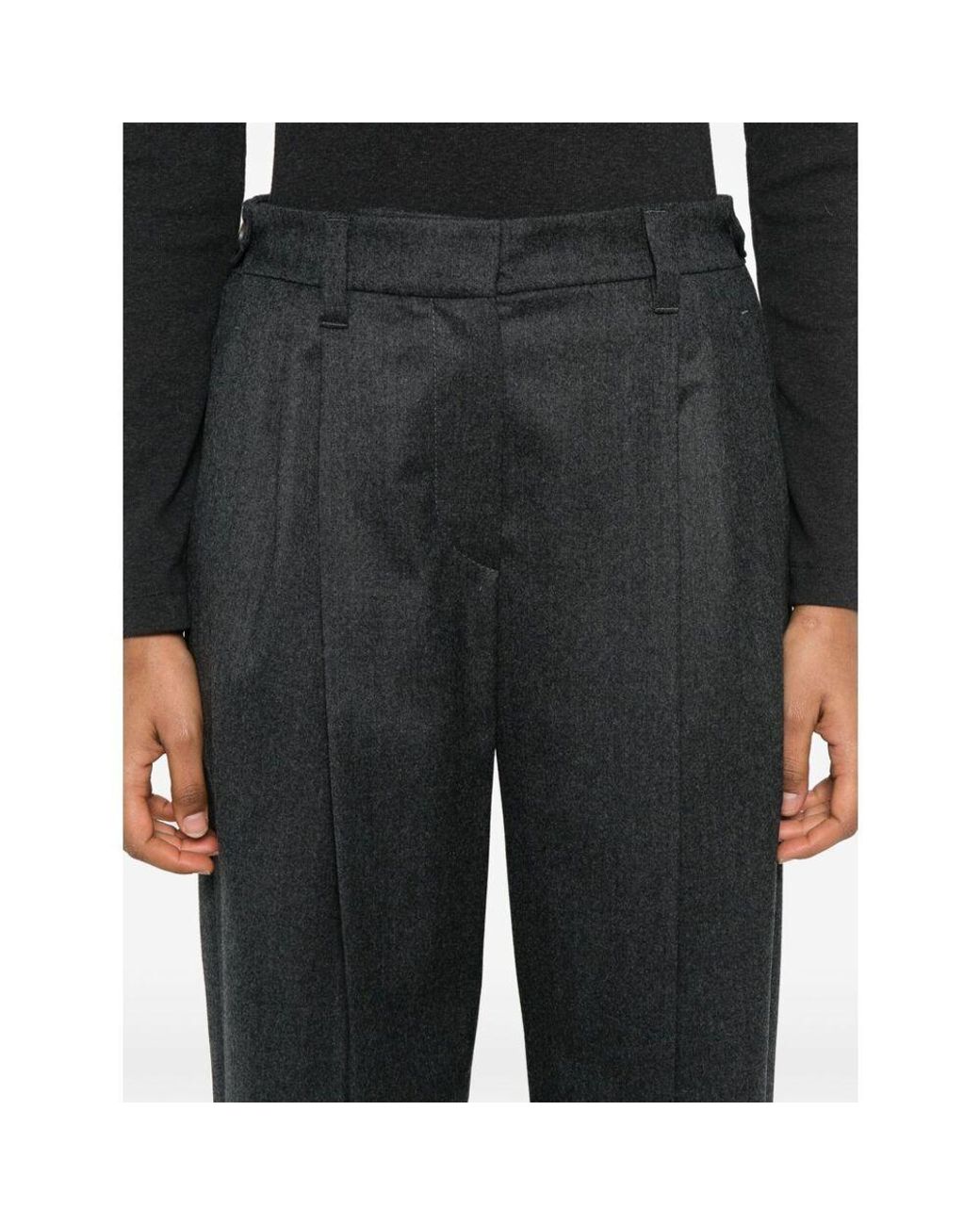 Brunello Cucinelli Gray Pleated Tailored Trousers