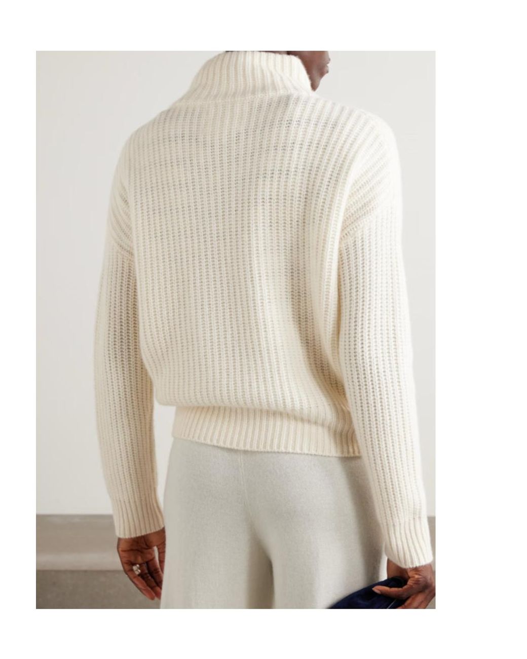 Lisa Yang White Turtleneck Long-Sleeves Sweater
