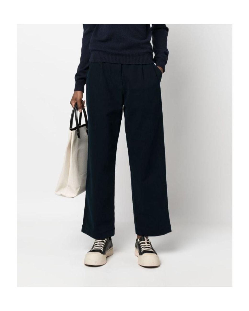 A.P.C. Blue Pleat-Detail Wide-Leg Cotton Trousers