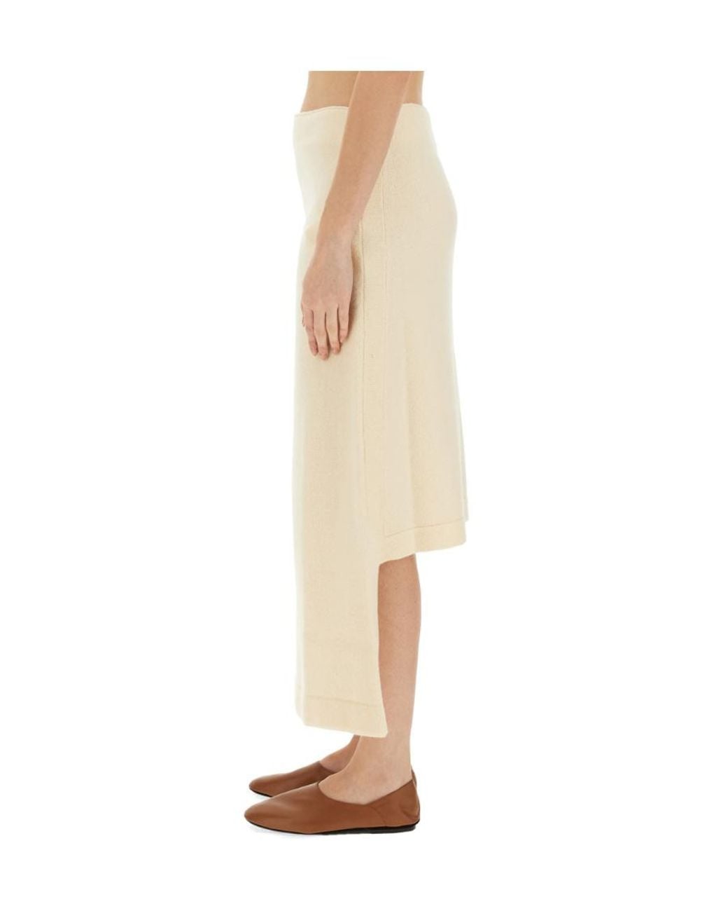 Jil Sander Natural High Low Hem Midi Skirt