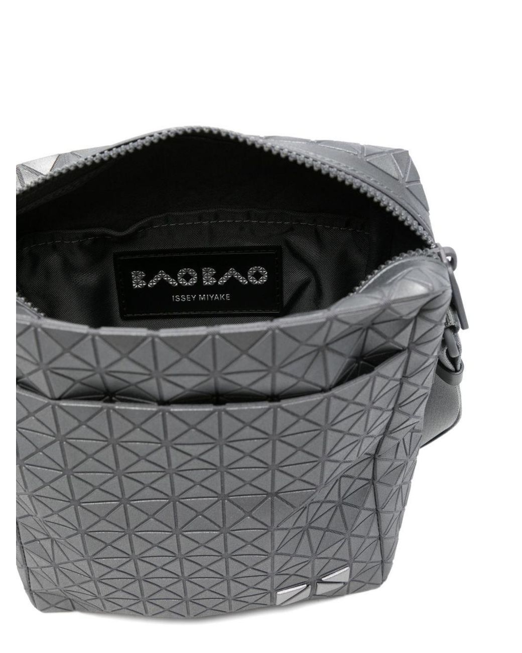 Issey Miyake Gray Geometric-Pattern Panelled Messenger Bag for men