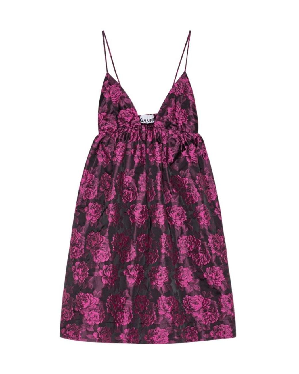 Ganni Purple Jacquard Slip Dress