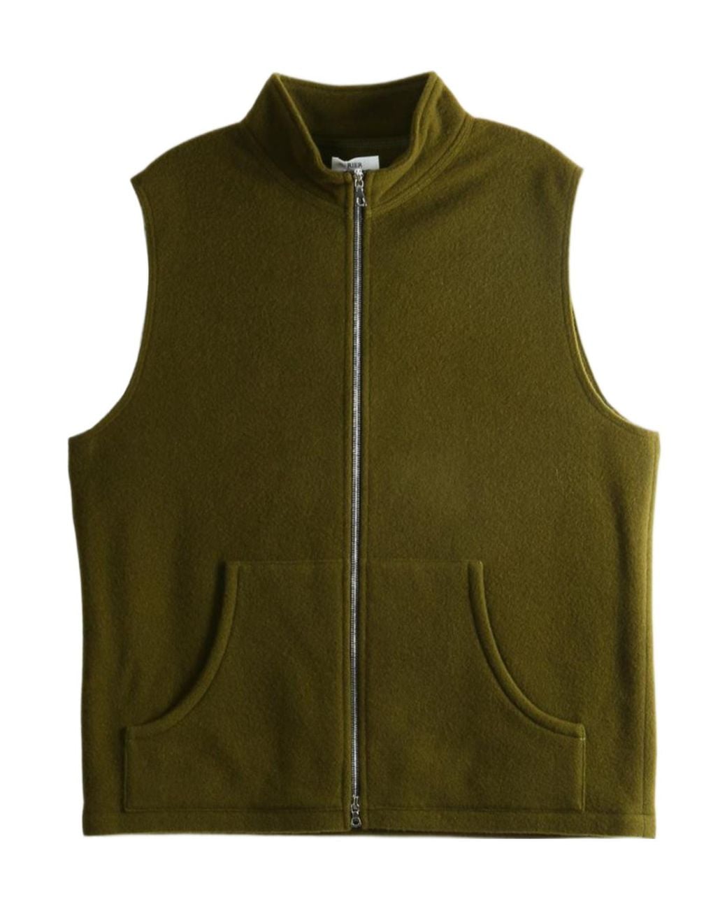 Rier Green Zip-Up High Neck Vest for men