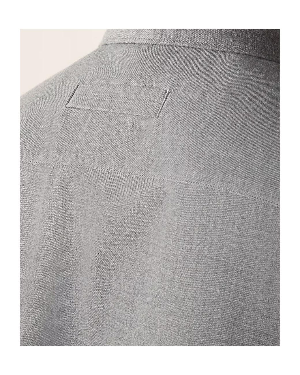 Zegna Gray Regular Fit Spread Collar Shirt for men