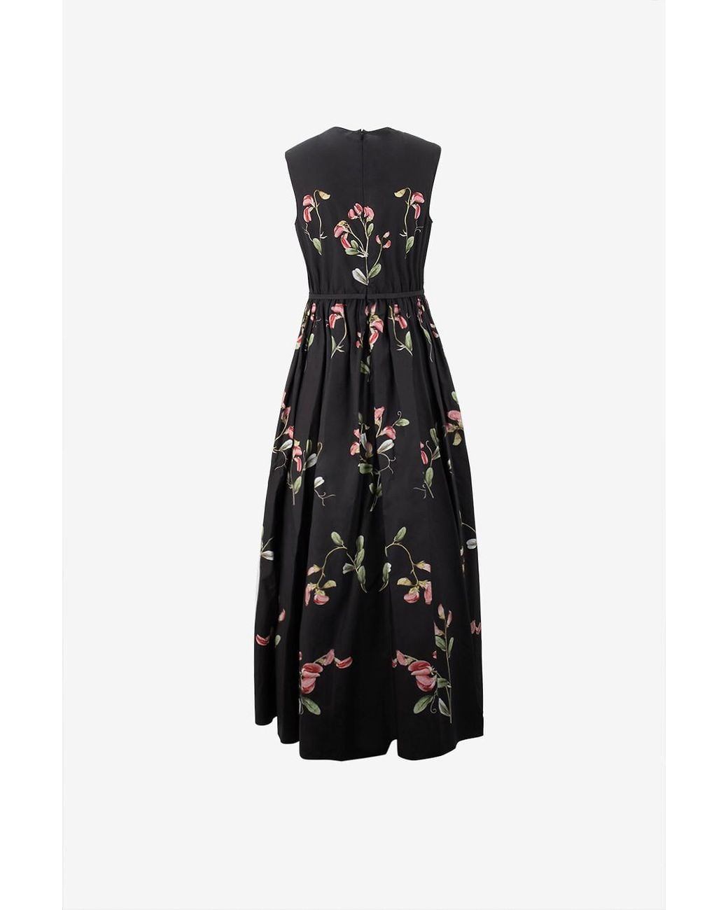 Giambattista Valli Black Carnation Long Sleeveless Poplin Dress