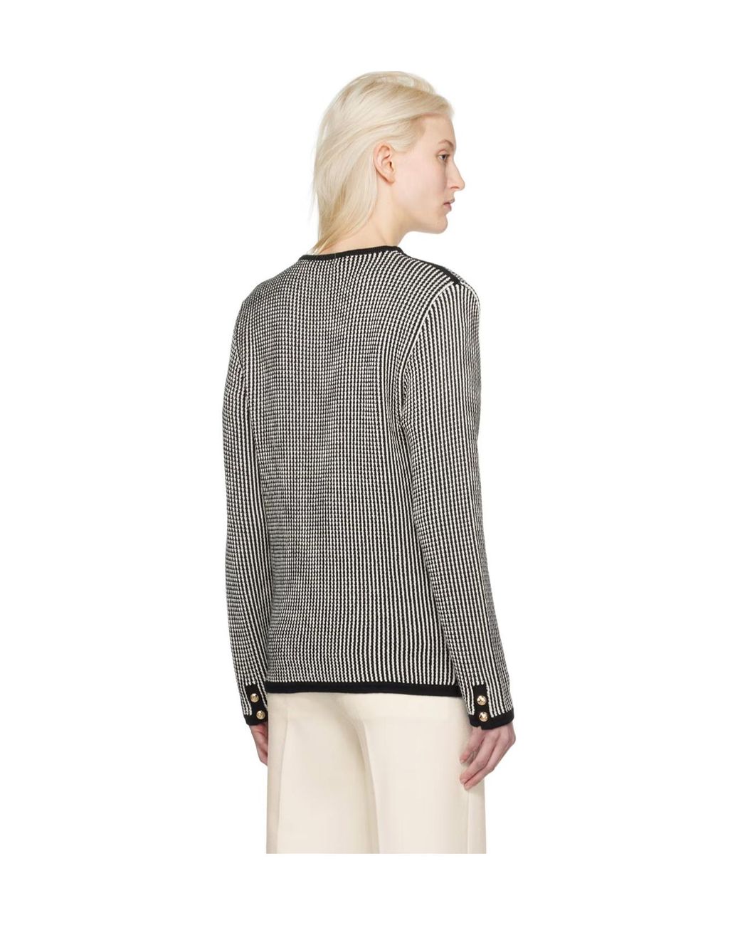 Anine Bing Gray Dave Stripe-Pattern Cardigan
