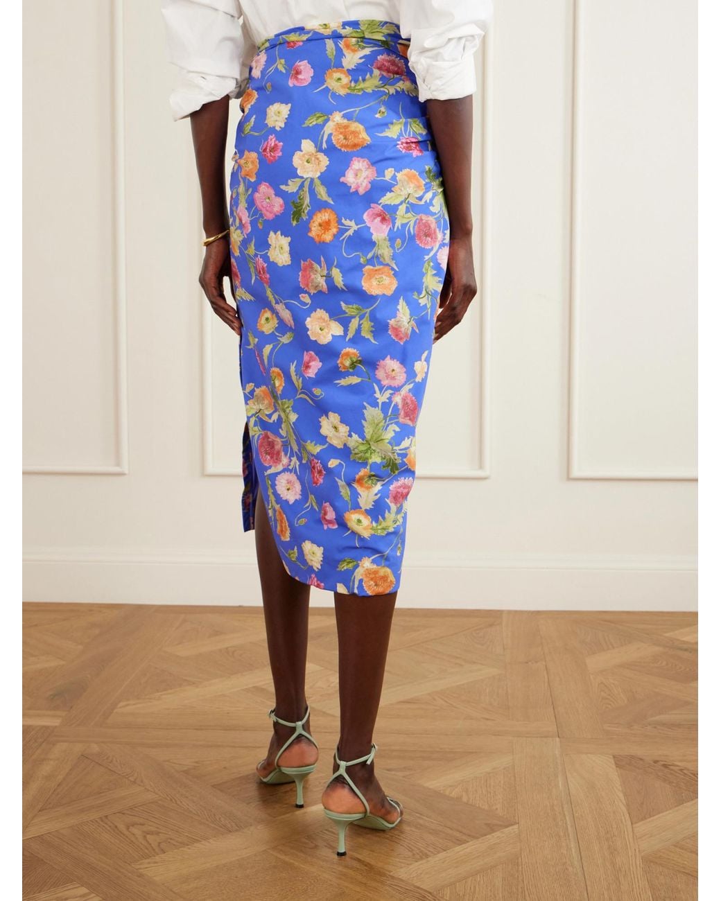 Carolina Herrera Blue Colorful Floral Dress