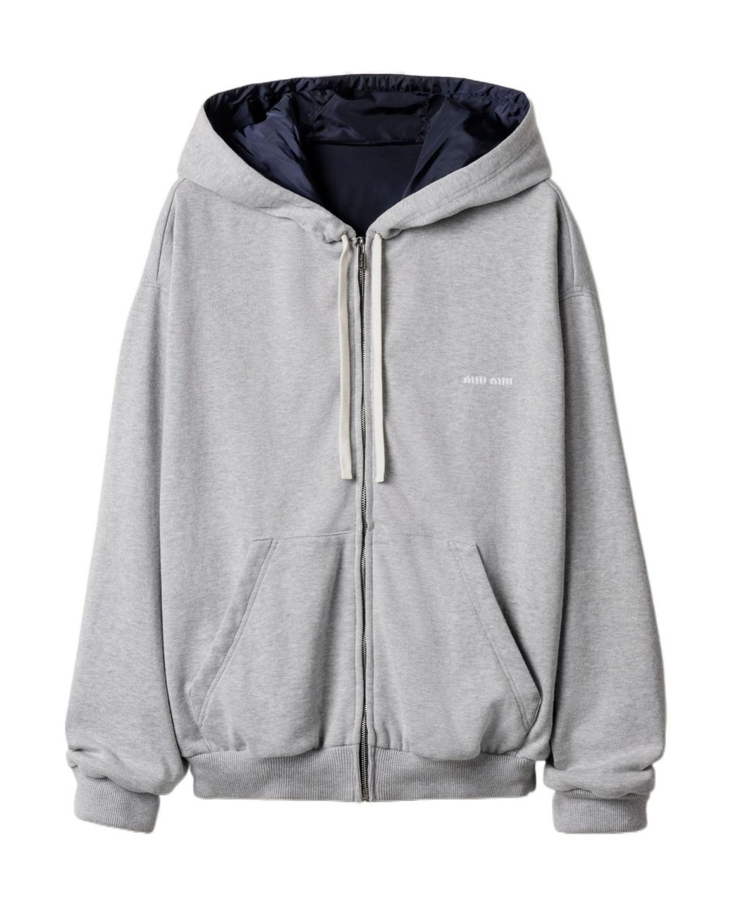 Miu Miu Gray Jersey And Technical Pongé Blouson Jacket