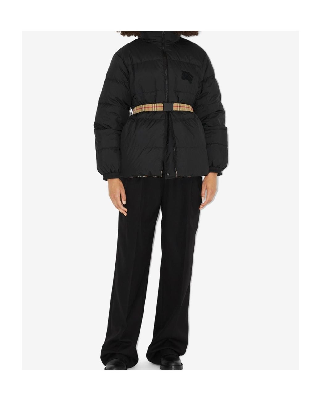 Burberry Black Belted-Waist Reversible Padded Jacket