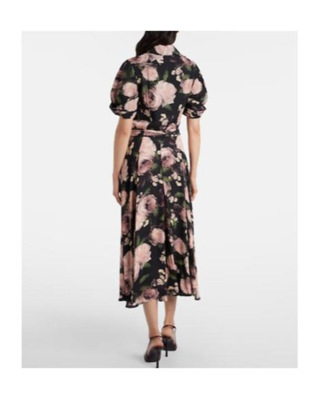 Erdem Black Floral Belted Shirt Dress