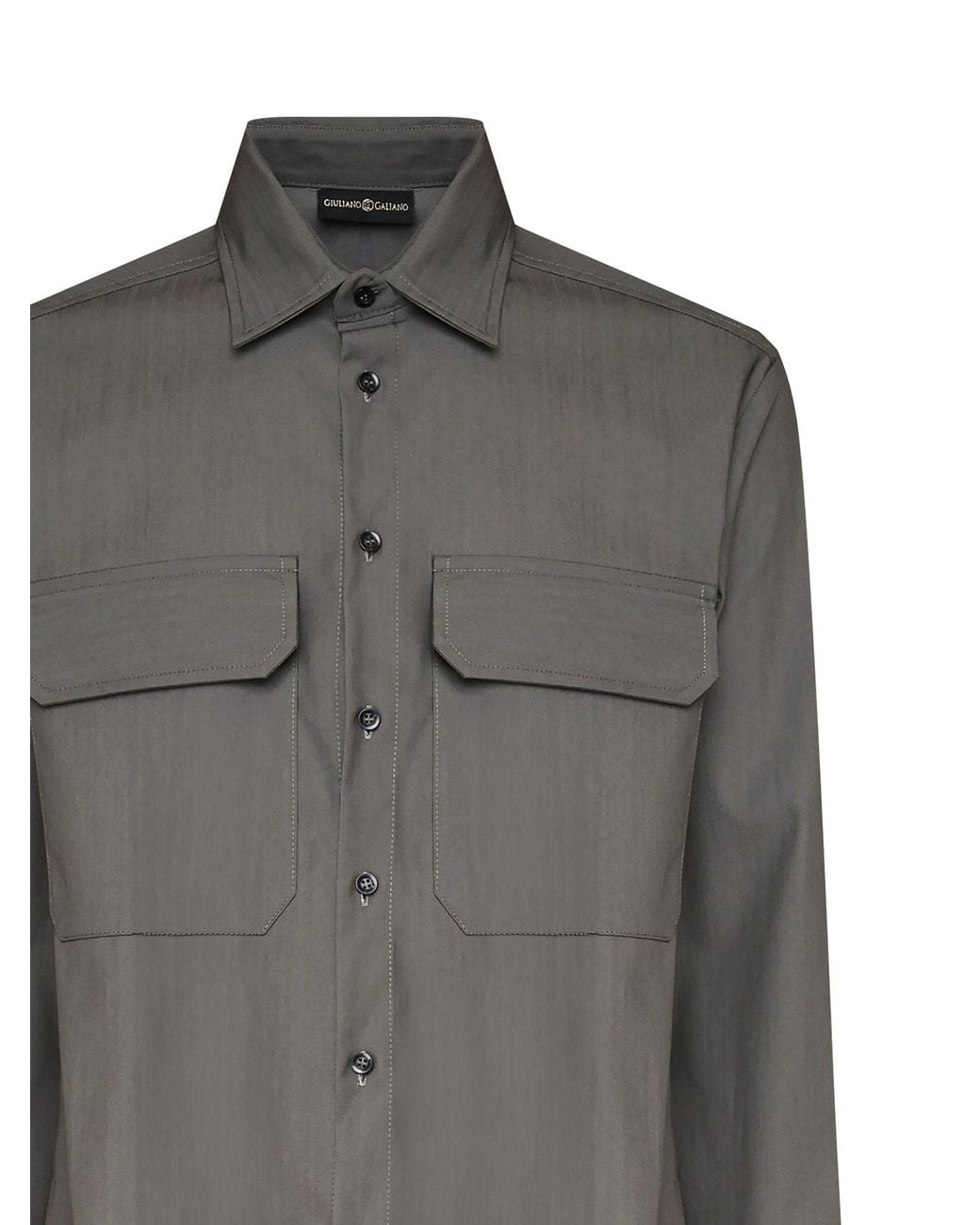 Giuliano Galiano Gray Flap Pocket Long-Sleeved Shirt for men