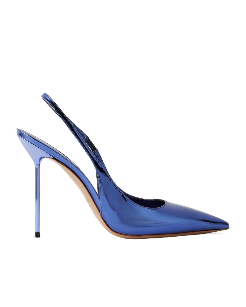 Paris Texas Blue Mirrored Leather Slingback Pumps