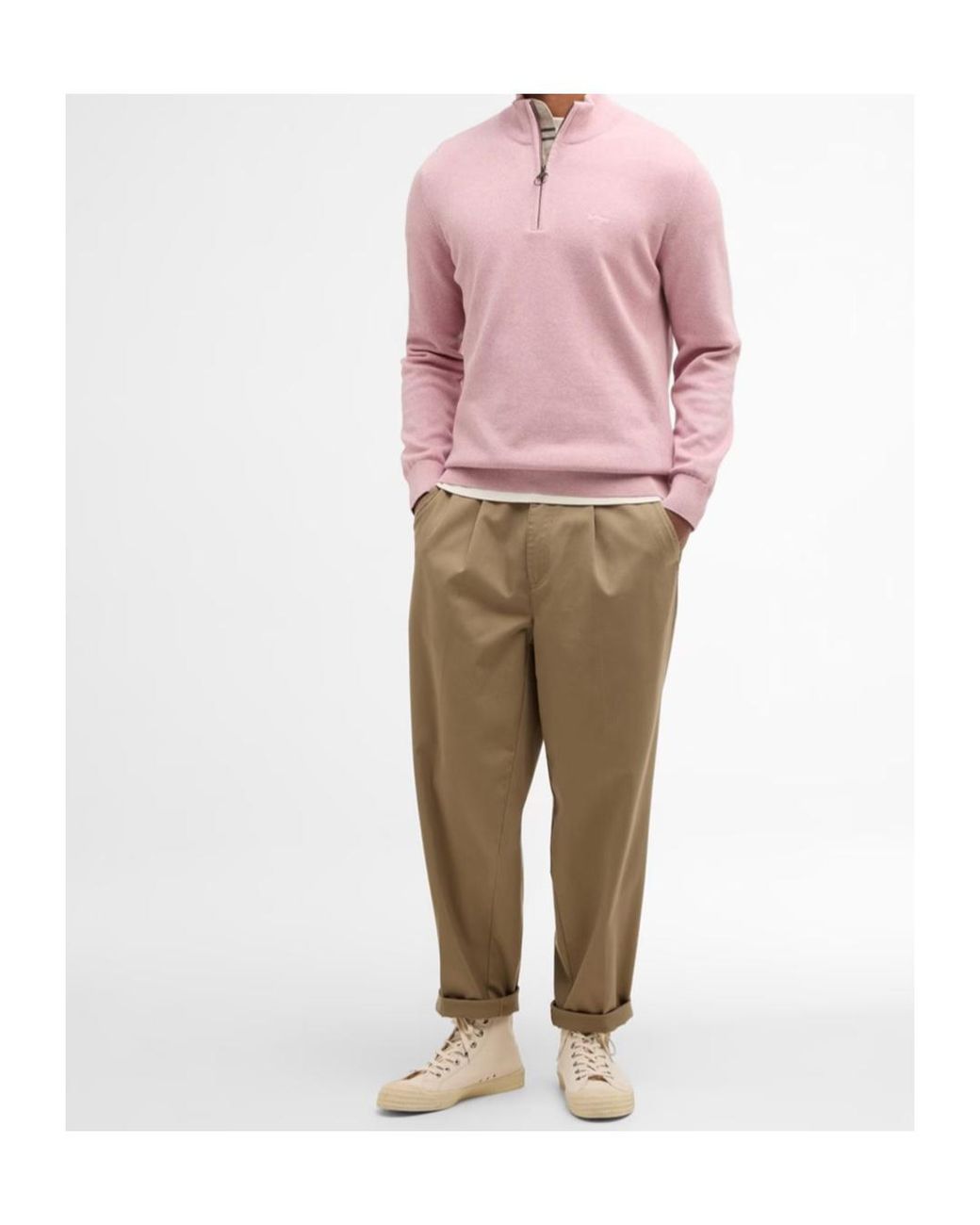 Barbour Pink Half-Zip Jumper for men
