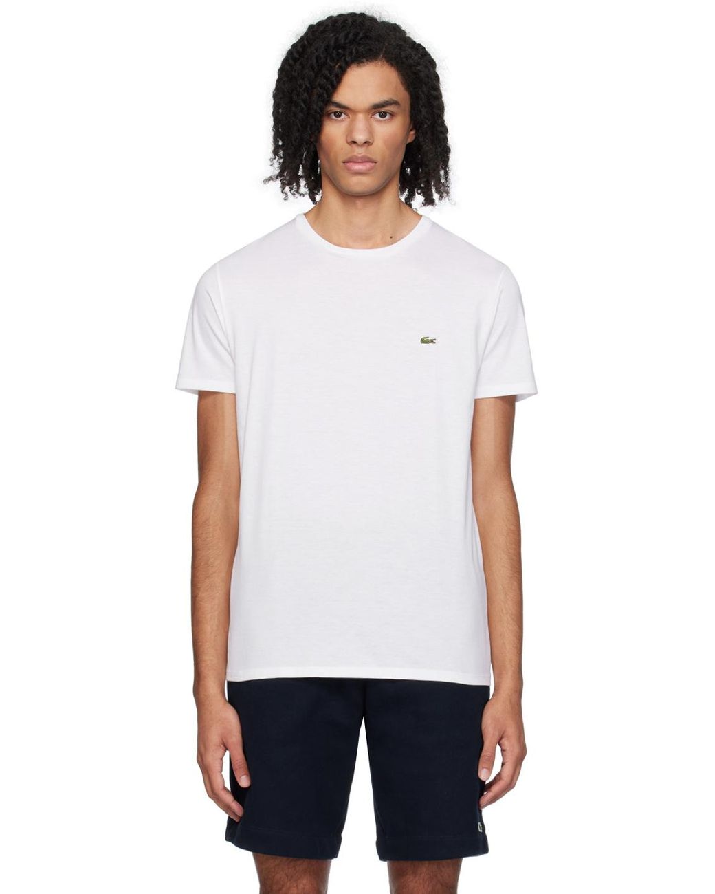 Lacoste White Logo Crew Neck T-Shirt for men