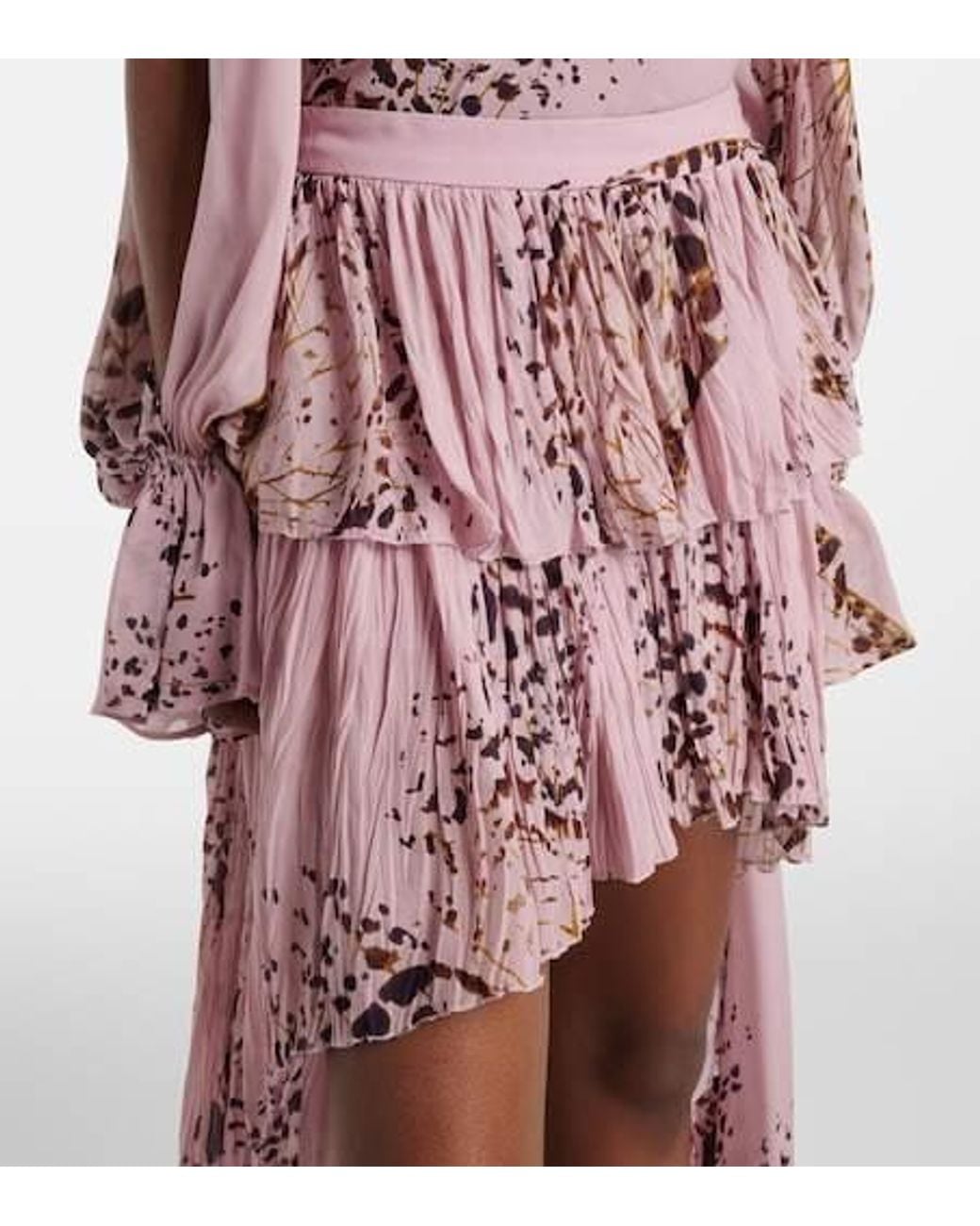 Blumarine Pink Printed Asymmetric Georgette Maxi Skirt