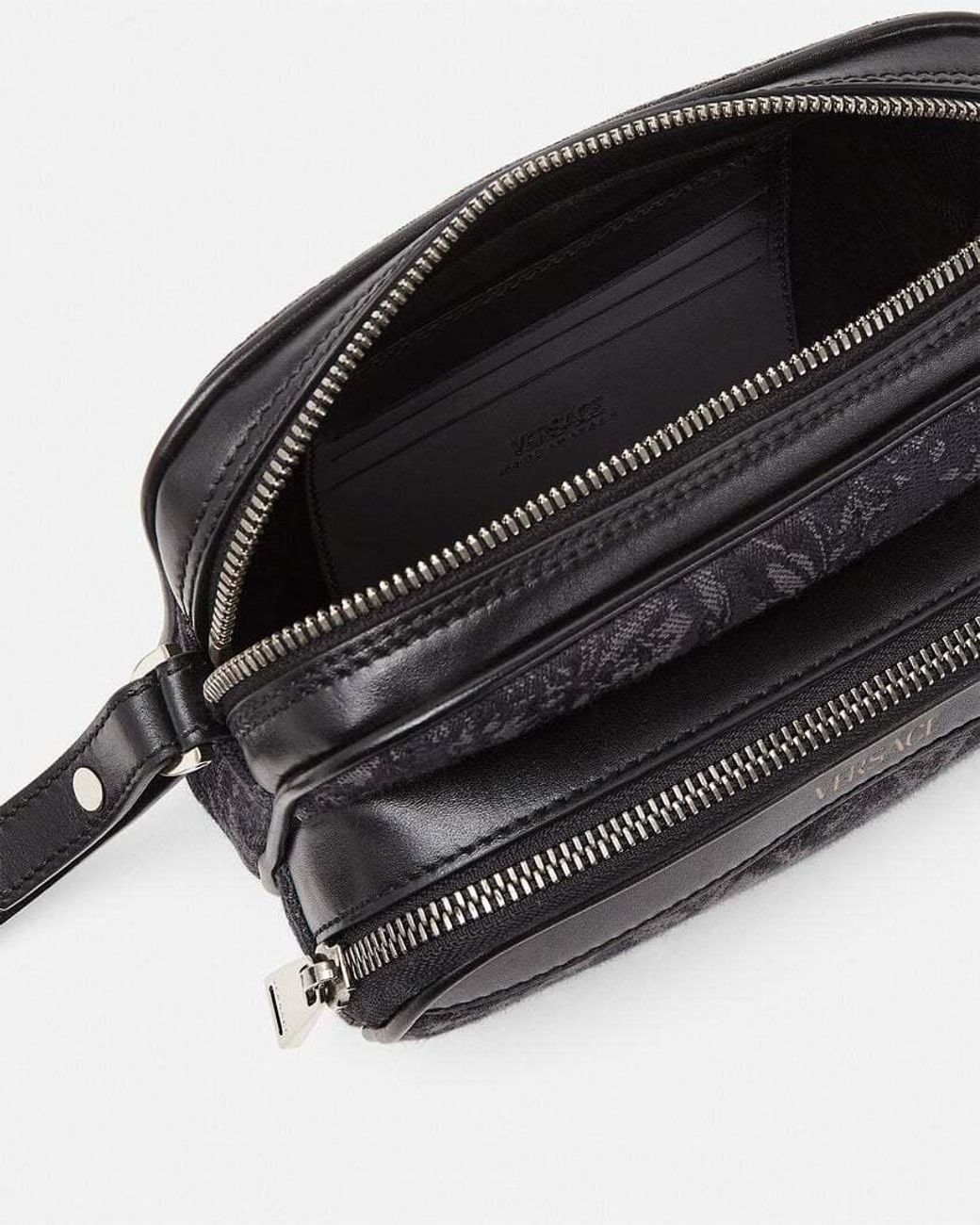Versace Gray Barocco Athena Zip-Up Messenger Bag for men