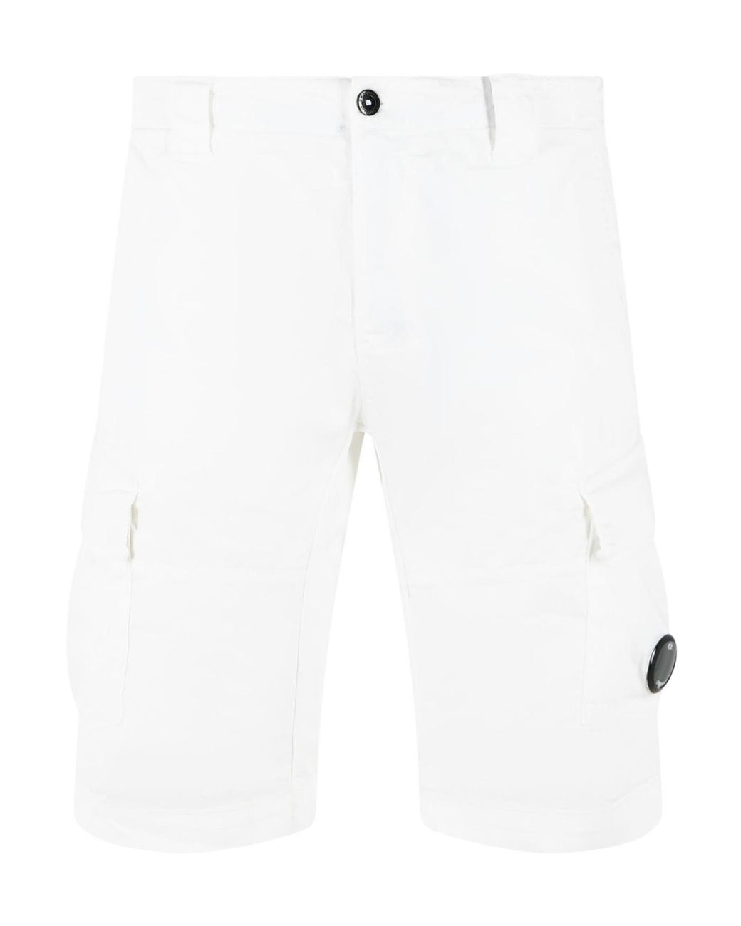 C P Company White Lens Detailed Cargo Shorts for men