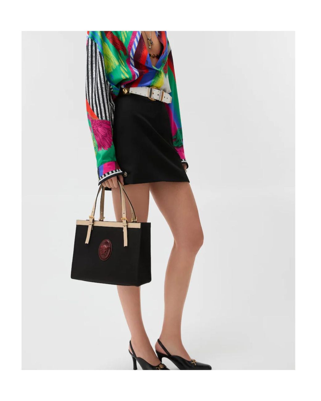 Versace Black Riviere Medusa Plaque Tote Bag