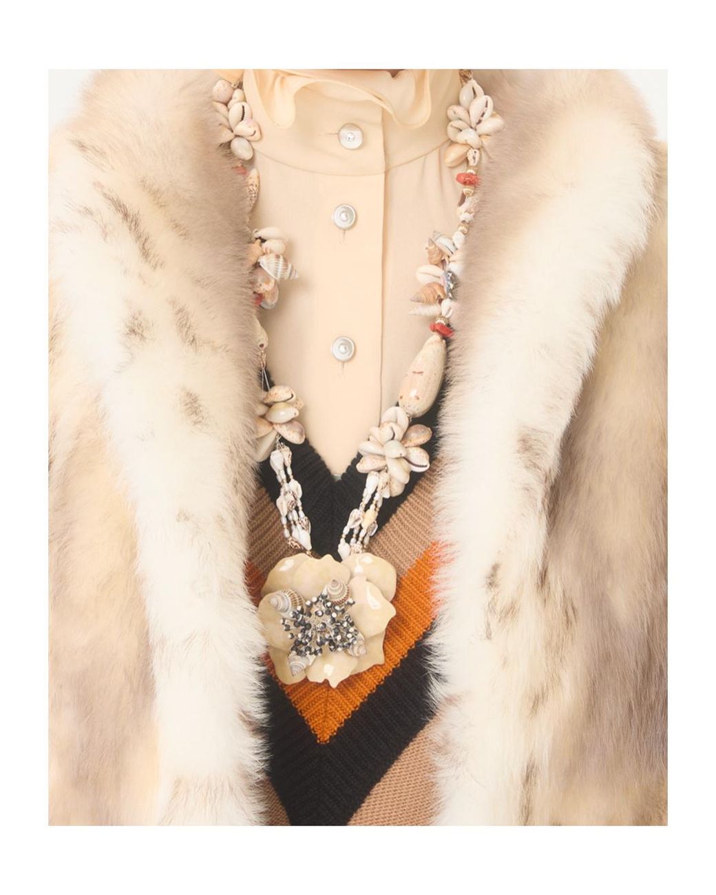 Valentino Natural Hook Closure Long-Sleeved Coat