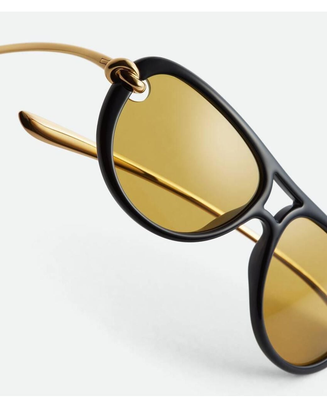 Bottega Veneta Yellow Eyewear Aviator Frame Sunglasses