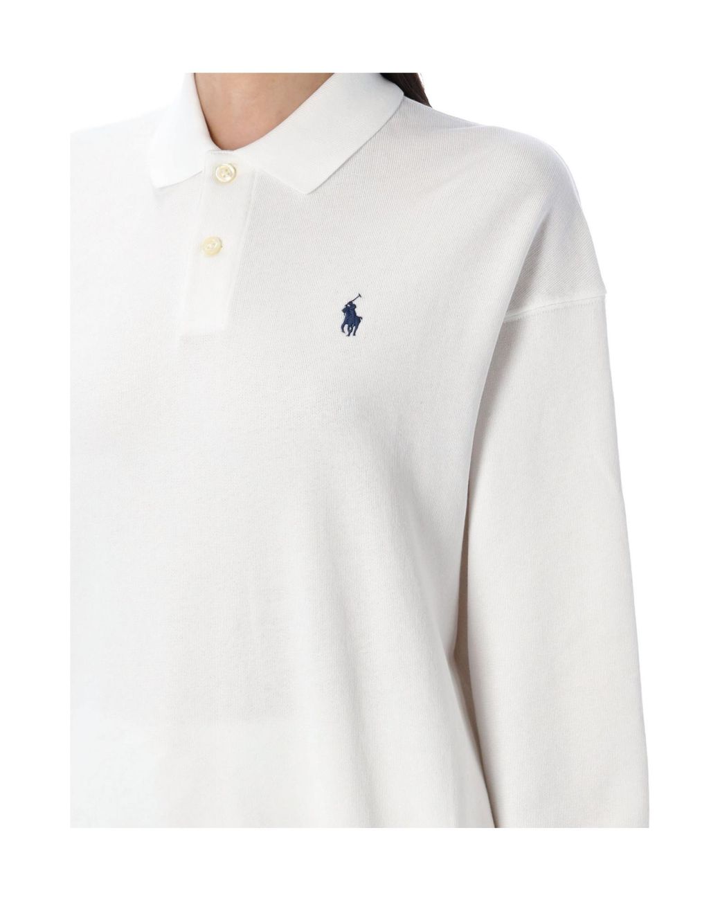 Polo Ralph Lauren Gray Logo-Embroidered Long-Sleeved Polo Shirt
