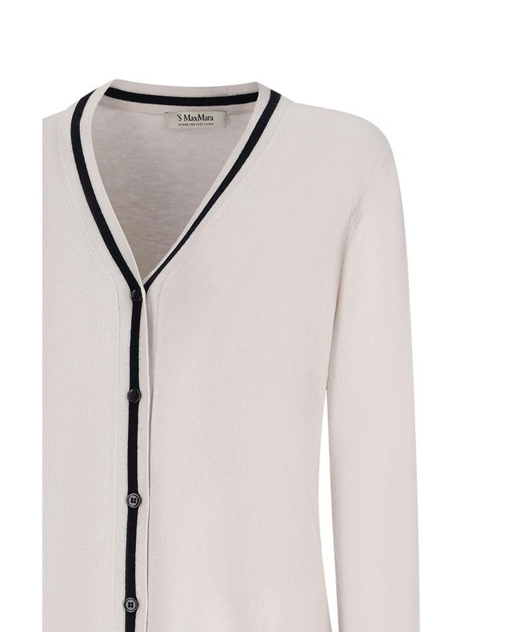 Max Mara Gray 'S Contrast Trim V-Neck Cardigan