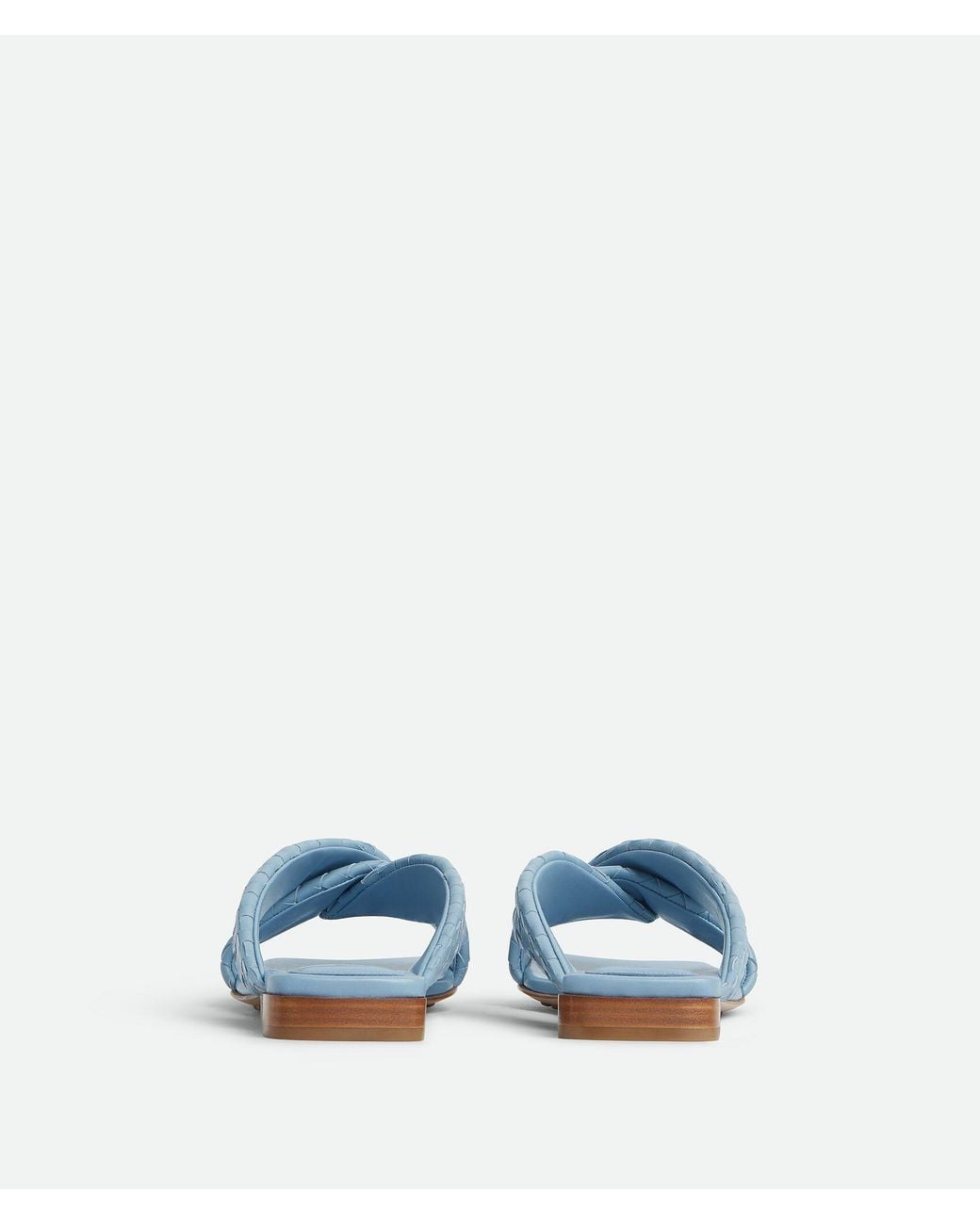 Bottega Veneta Blue Riva Intrecciato Flat Mule Sandals