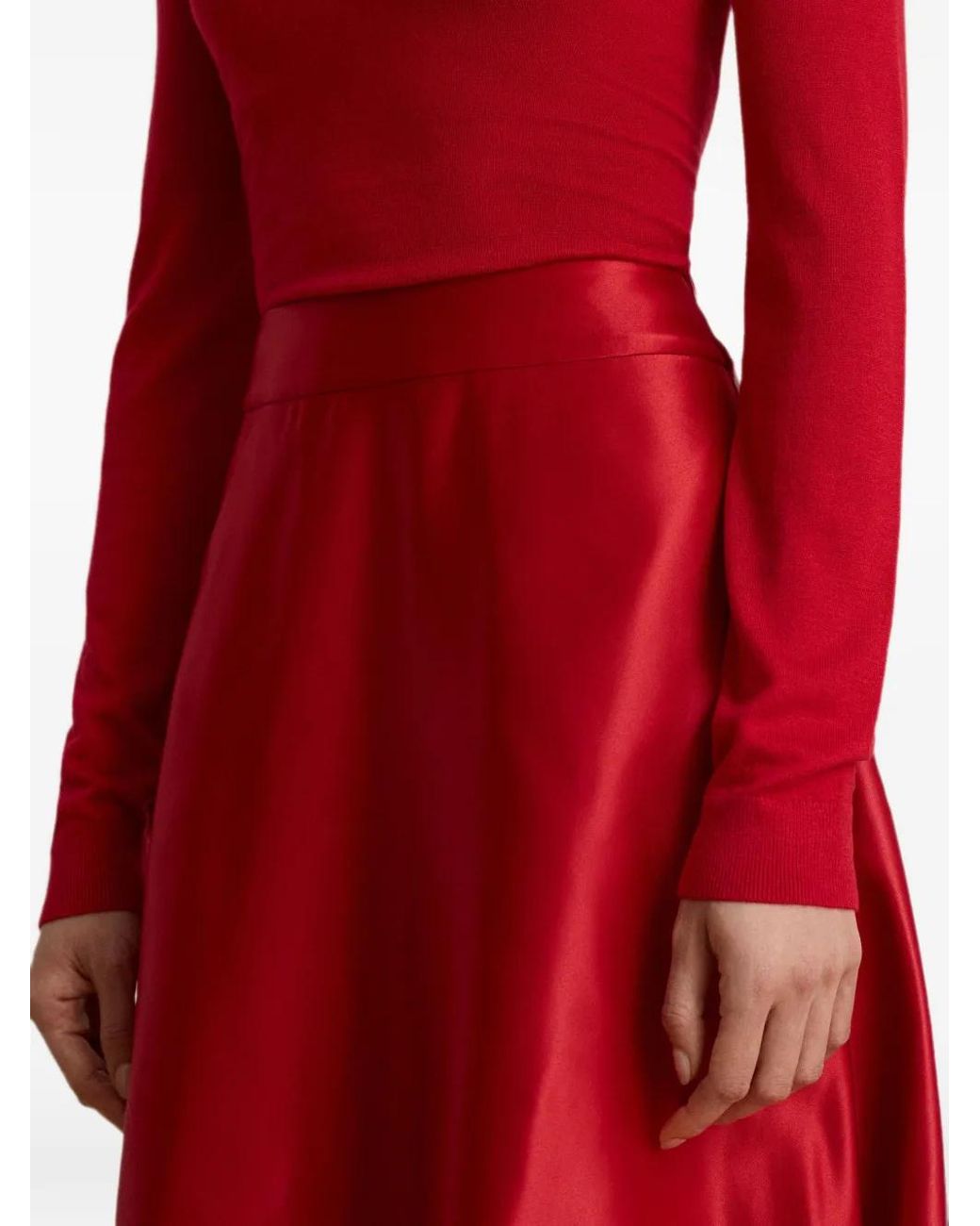 Ralph Lauren Red Lauren Satin A-Line Skirt