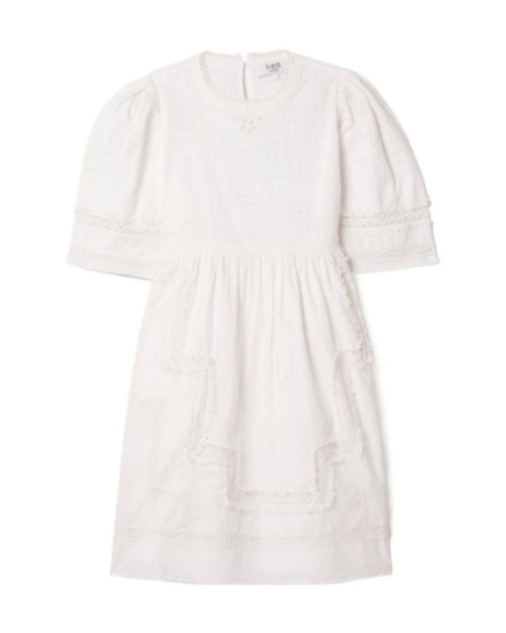Sea White Crochet Trimmed Pure Cotton Dress