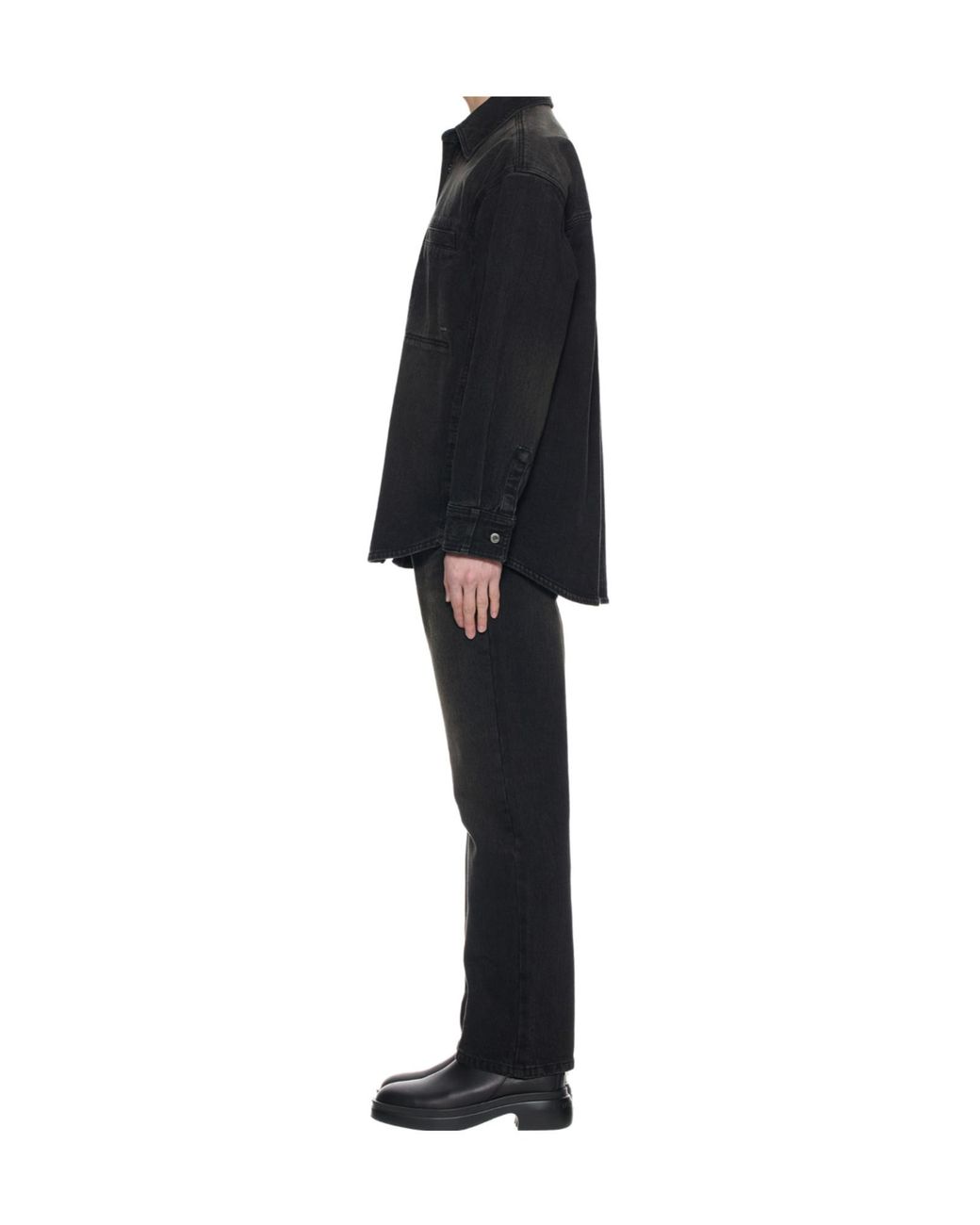 Wooyoungmi Black Logo Patch-Pocket Shirt for men