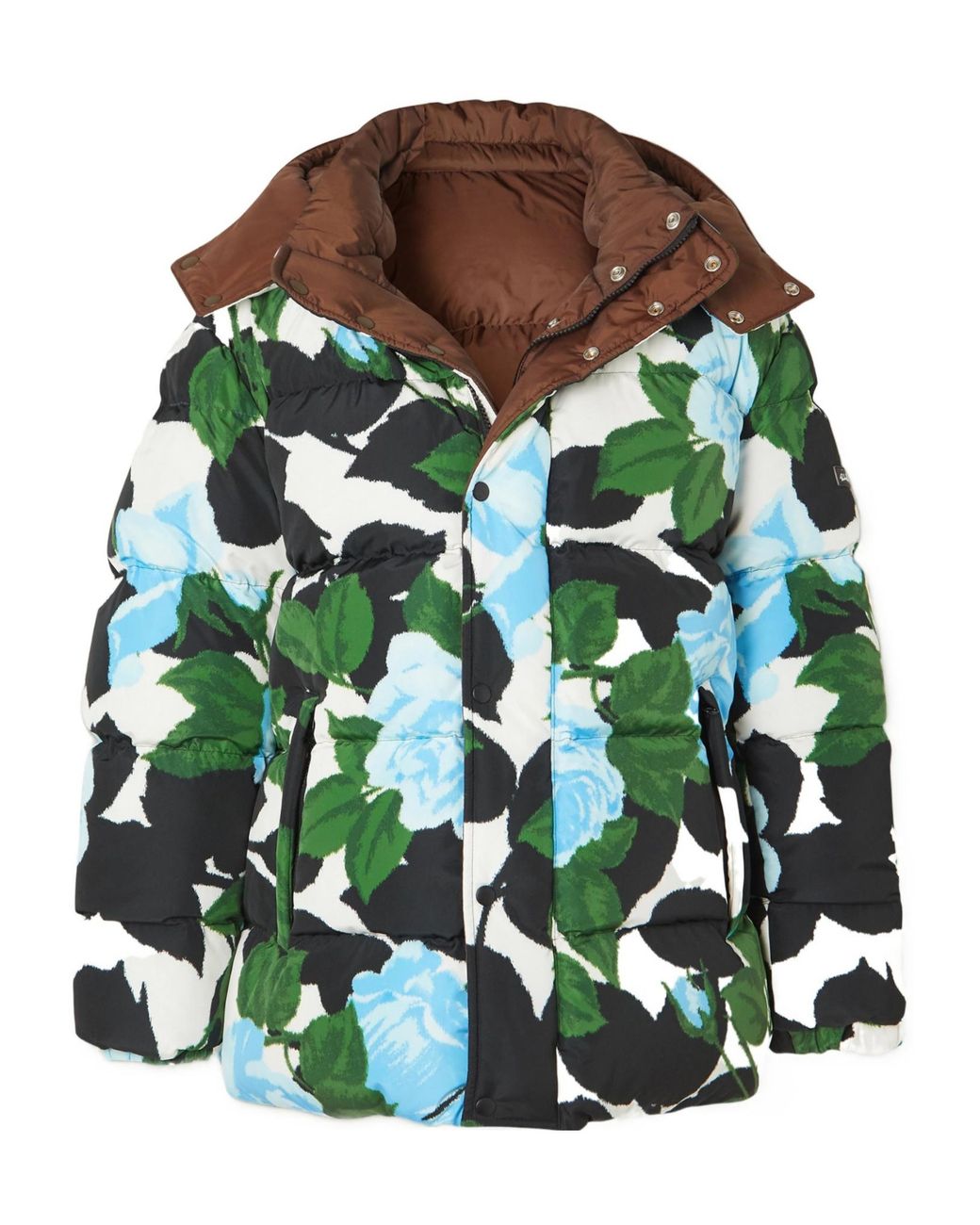 Quinn Green Floral-Print Quilted Shell Down Jacket